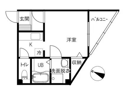 ドリームディノス(1K/1階)の間取り写真