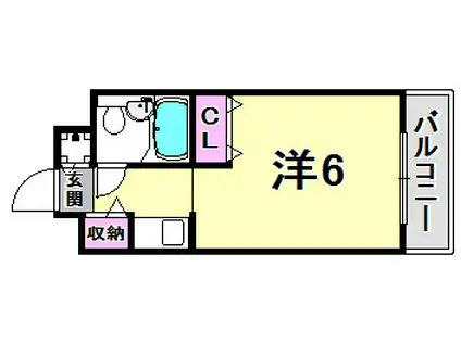 瑠璃甲東園(ワンルーム/3階)の間取り写真