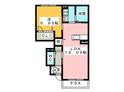 ヴィアソーレ(1LDK/1階)の間取り写真