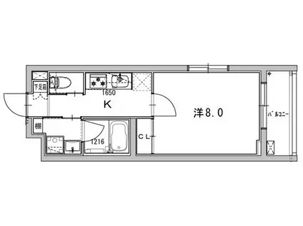 叡山電鉄叡山本線 元田中駅 徒歩15分 5階建 築8年(1K/5階)の間取り写真