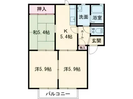 セントラルハイツB棟(3K/2階)の間取り写真