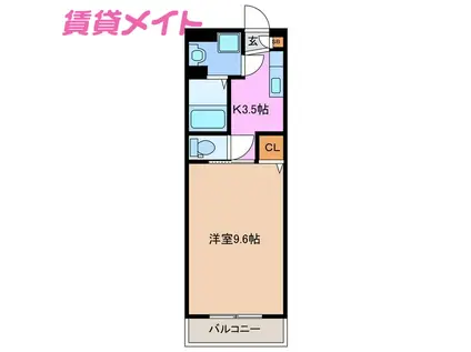 セントリバーヒルズひばりが丘 II(1K/3階)の間取り写真