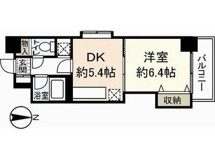 ラフィネ堺町(1DK/4階)の間取り写真