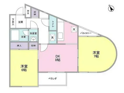 マイレジデンス(2DK/2階)の間取り写真
