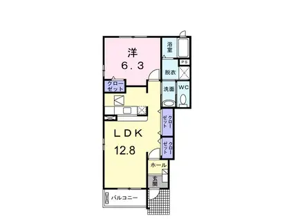 カーサ・コモド・アビターレA(1LDK/1階)の間取り写真