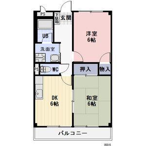グリーンハイツII(2DK/1階)の間取り写真