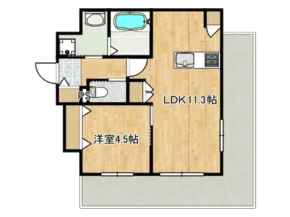 大熊町ヘーベルメゾン(1LDK/1階)の間取り写真