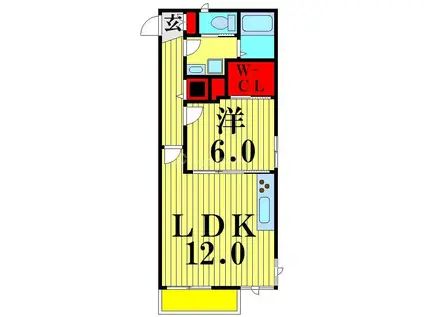 オブロン・ジ・エール(1LDK/1階)の間取り写真