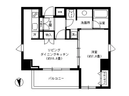 KDXレジデンス芝公園(1LDK/13階)の間取り写真