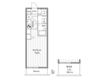 ルームピア船橋(1K/2階)の間取り写真