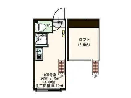 メゾン上北(ワンルーム/1階)の間取り写真