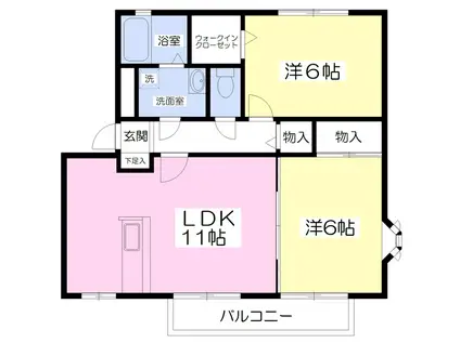 フォレスト・ガーデンB館(2LDK/1階)の間取り写真