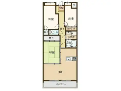 プラザハイツ二ッ屋D棟(3LDK/2階)の間取り写真