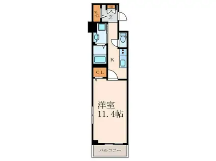 グランドアイ香春口(1K/6階)の間取り写真