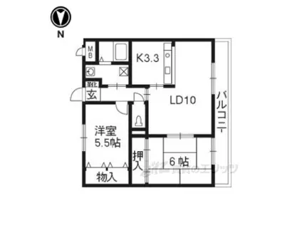 シャルマングレーヌ(2LDK/3階)の間取り写真