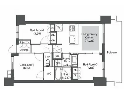 コンフォリア成増グリーンサイド(3LDK/7階)の間取り写真