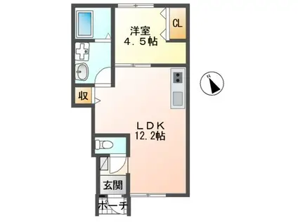 ヴィラ・アズールB(1LDK/1階)の間取り写真