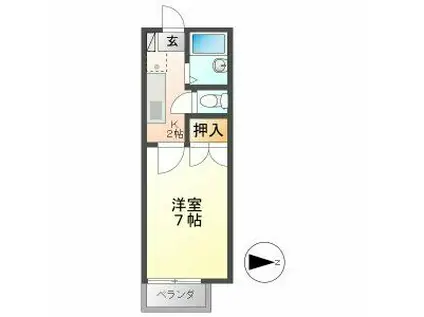 LIBERTY KUNIE II(1K/1階)の間取り写真