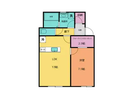 CARINO下有知(1LDK/1階)の間取り写真