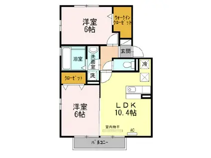 ソシア宮島 II(2LDK/2階)の間取り写真