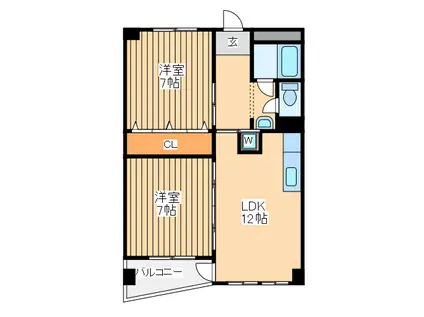 相模大野駅前共同ビル(1LDK/6階)の間取り写真