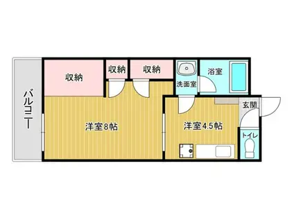 ヴィラ春日原(1DK/3階)の間取り写真