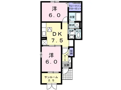 ドリームサイドIII(2DK/1階)の間取り写真