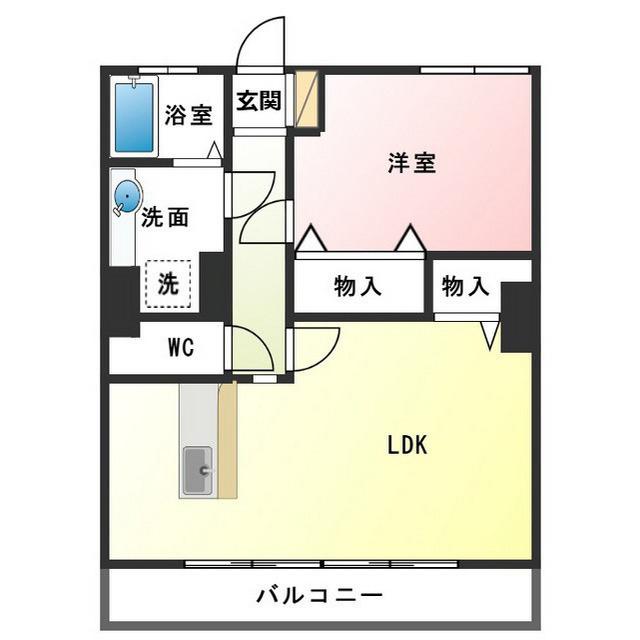 ハイリビングK(1LDK/4階)の間取り写真