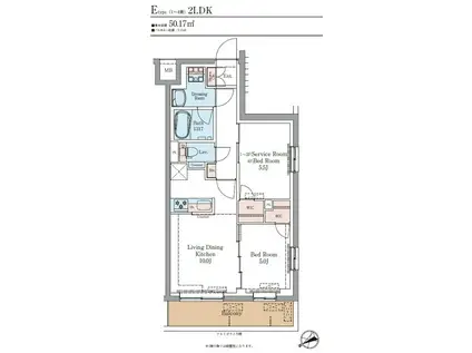 ルミナスつつじヶ丘(1SLDK/1階)の間取り写真