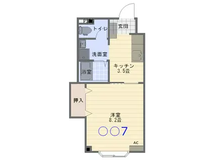 クレールヴァンテアン(1K/2階)の間取り写真