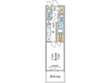 船橋市飯山満2丁目(1K/3階)の間取り写真