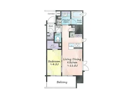 デュオヴェール浅草ウエスト(1LDK/12階)の間取り写真