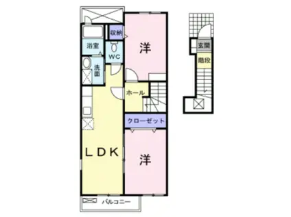 キャトルフォイル(2LDK/2階)の間取り写真