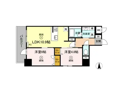 PHOENIX(2LDK/11階)の間取り写真