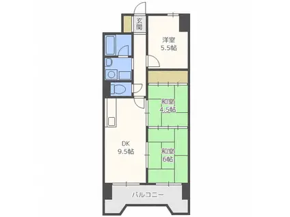朝日プラザ偕楽園 1403号(3LDK/14階)の間取り写真