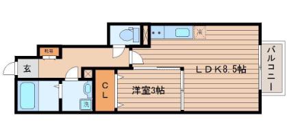 サムズアップII(1LDK/1階)の間取り写真