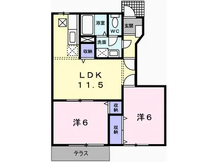コーポ久遠I(2LDK/1階)の間取り写真