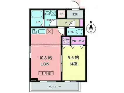 メリディアン鶴ケ谷東(1LDK/3階)の間取り写真