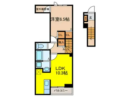 EXCEED宝塚(1LDK/2階)の間取り写真