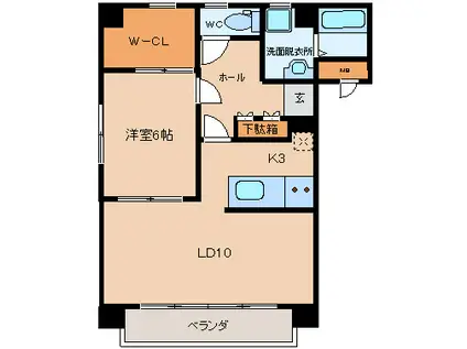 サンハイツ神明(1LDK/3階)の間取り写真