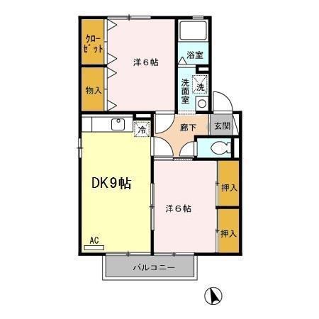 シャルマンコートA・B(2DK/2階)の間取り写真