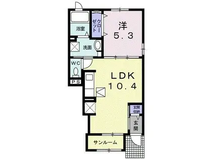 グレイスフル(1LDK/1階)の間取り写真