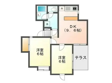 ベルエール学園(2LDK/1階)の間取り写真
