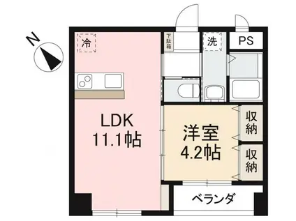 アルト栗林公園(1LDK/3階)の間取り写真