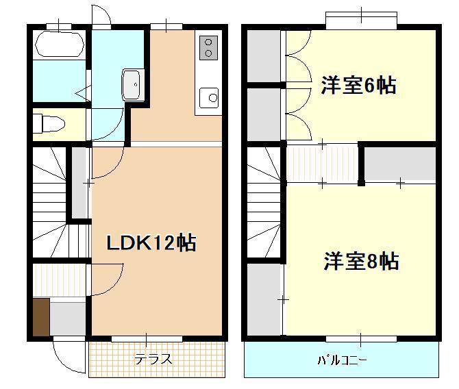 グリーンアベニューとやのB(2LDK/1階)の間取り写真