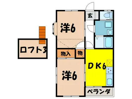 ジュネスI(2DK/2階)の間取り写真