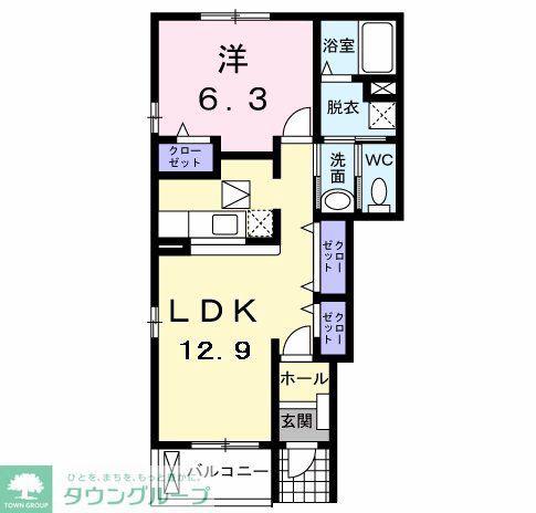 アヴニール XIII(1LDK/1階)の間取り写真