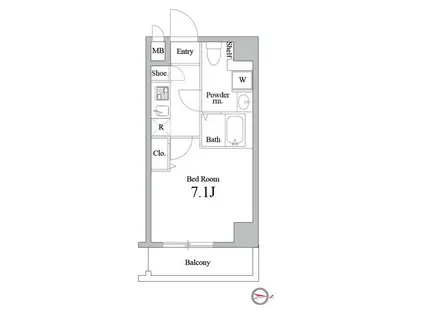 グランパーク町屋(1K/2階)の間取り写真