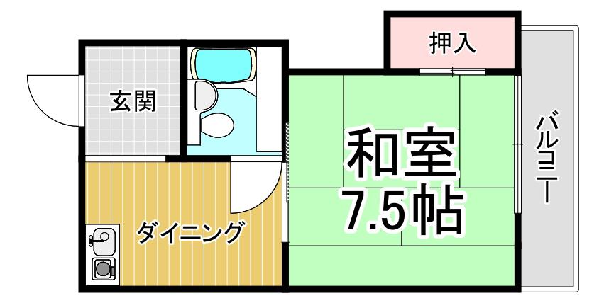 第五カシノハイツ(1K/2階)の間取り写真