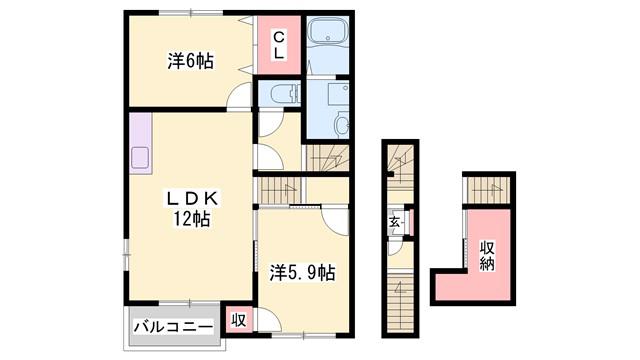 フローレス(2LDK/2階)の間取り写真